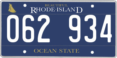 RI license plate 062934