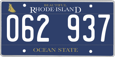 RI license plate 062937