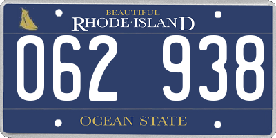 RI license plate 062938