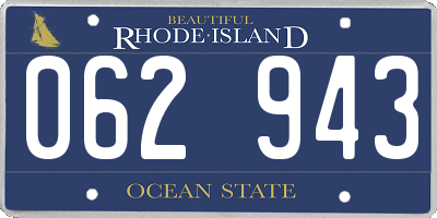 RI license plate 062943