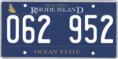 RI license plate 062952