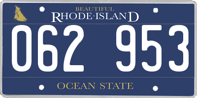 RI license plate 062953