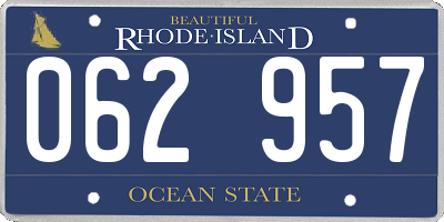 RI license plate 062957