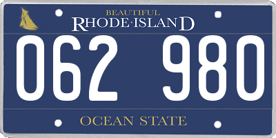 RI license plate 062980