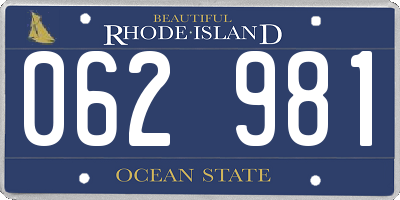 RI license plate 062981