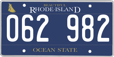 RI license plate 062982