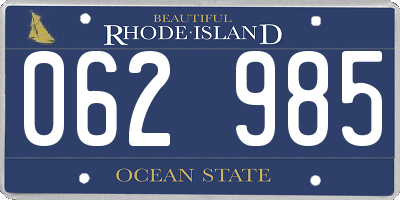 RI license plate 062985