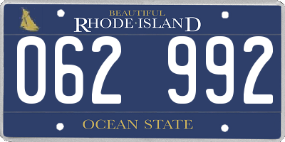 RI license plate 062992