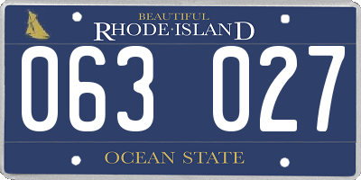RI license plate 063027