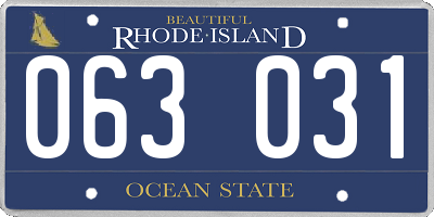 RI license plate 063031