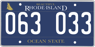 RI license plate 063033