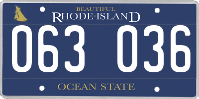 RI license plate 063036