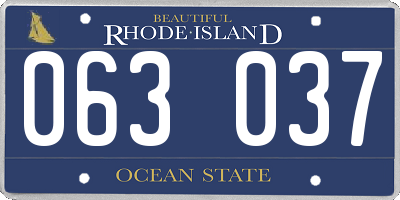 RI license plate 063037