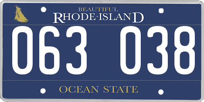 RI license plate 063038