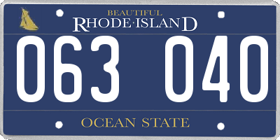 RI license plate 063040