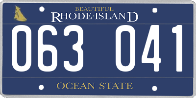 RI license plate 063041