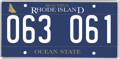 RI license plate 063061