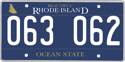 RI license plate 063062