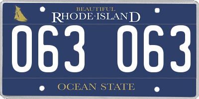 RI license plate 063063
