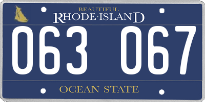 RI license plate 063067
