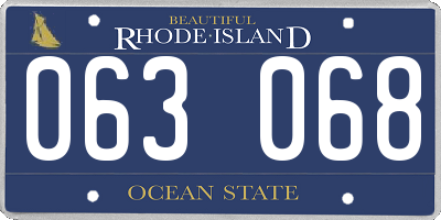RI license plate 063068