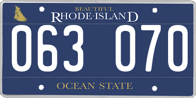 RI license plate 063070