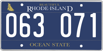 RI license plate 063071