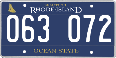 RI license plate 063072