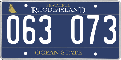 RI license plate 063073