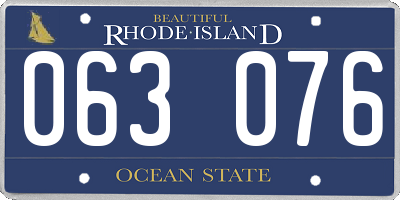 RI license plate 063076