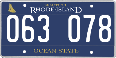 RI license plate 063078