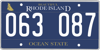 RI license plate 063087