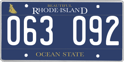 RI license plate 063092