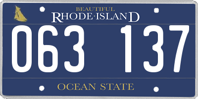 RI license plate 063137
