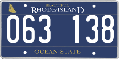 RI license plate 063138
