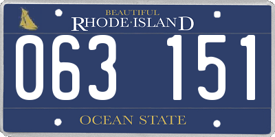 RI license plate 063151
