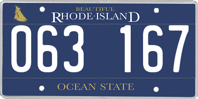 RI license plate 063167