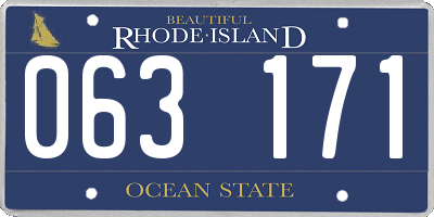RI license plate 063171