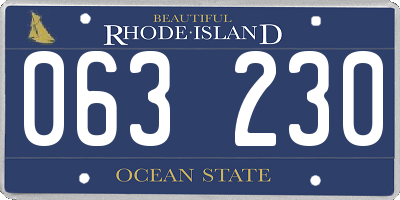 RI license plate 063230