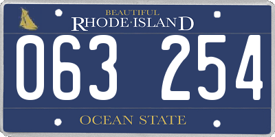 RI license plate 063254