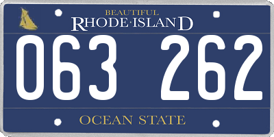 RI license plate 063262