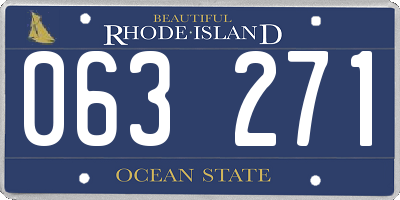 RI license plate 063271