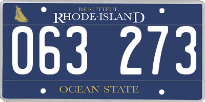 RI license plate 063273