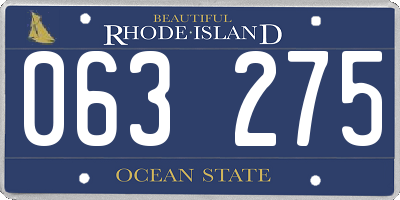 RI license plate 063275