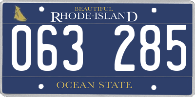 RI license plate 063285