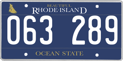 RI license plate 063289