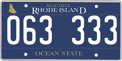 RI license plate 063333