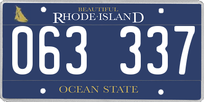 RI license plate 063337