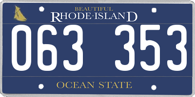 RI license plate 063353