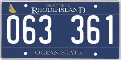 RI license plate 063361